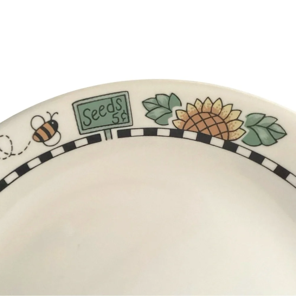 Corelle Corning Sun Blossums Bumble Bees Sunflower Dinner Plates USA Set Of 2 - Picture 2 of 5